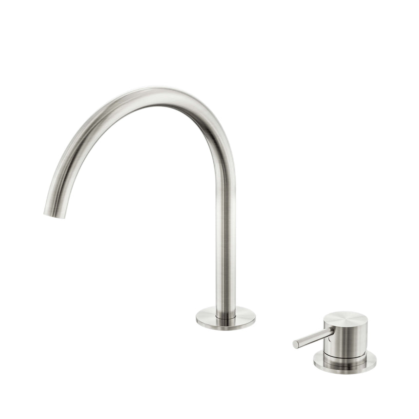 Nero Mecca 260x220mm brushed nickel hob bath mixer set with arc spout and lever handle by Tilemall