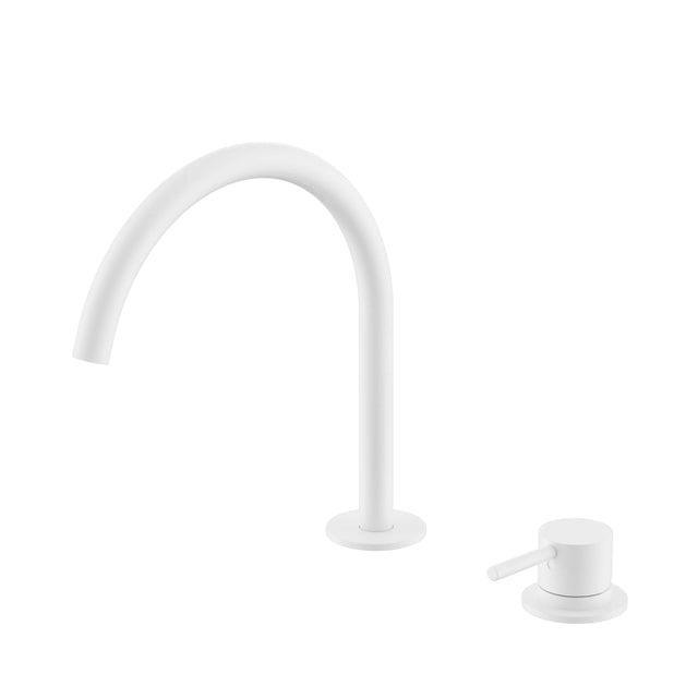 Nero Mecca 260x220mm matte white hob bath mixer set with arc spout and lever handle by Tilemall