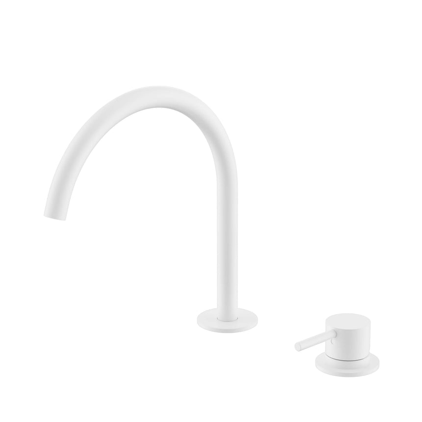 Nero Mecca 260x220mm matte white hob bath mixer set with arc spout and lever handle by Tilemall