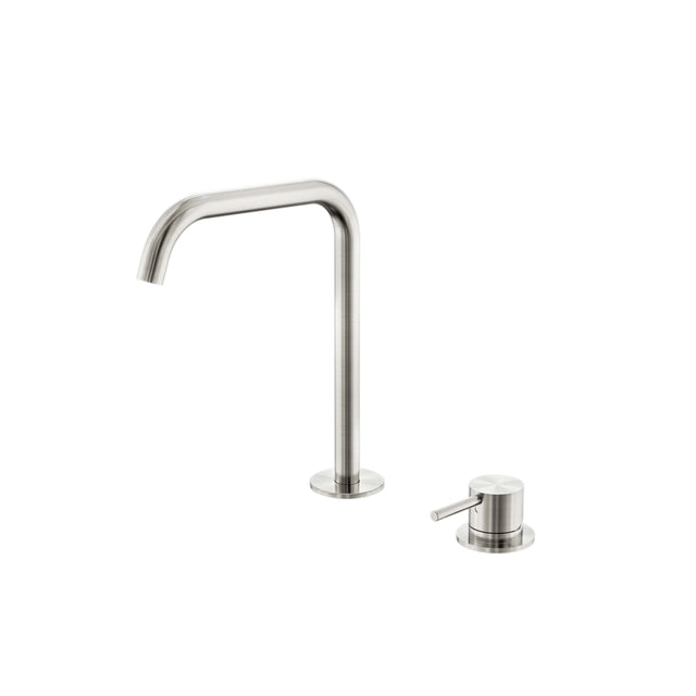 Nero Mecca 250x220mm brushed nickel hob bath/kitchen mixer set with edge spout and lever handle by Tilemall