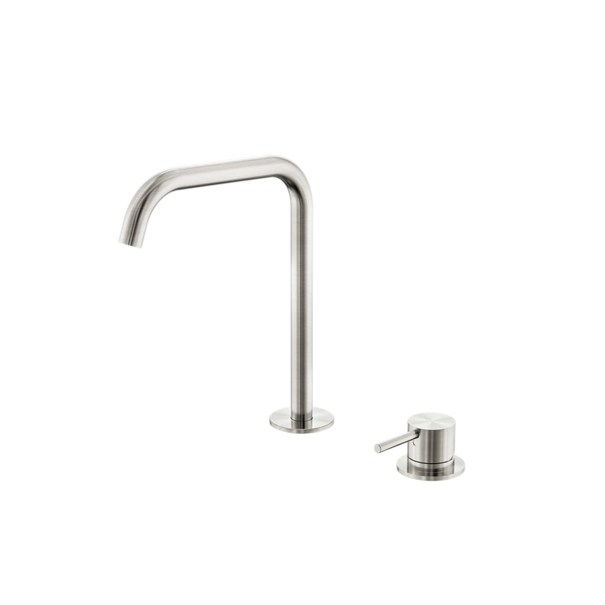 Nero Mecca 250x220mm brushed nickel hob bath/kitchen mixer set with edge spout and lever handle by Tilemall