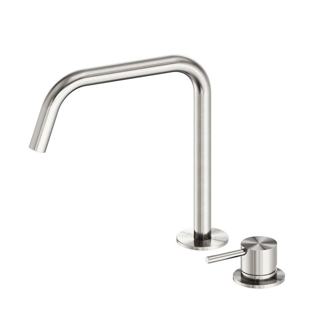 Nero Mecca 260x190mm brushed nickel hob bath mixer set with edge spout and lever handle by Tilemall