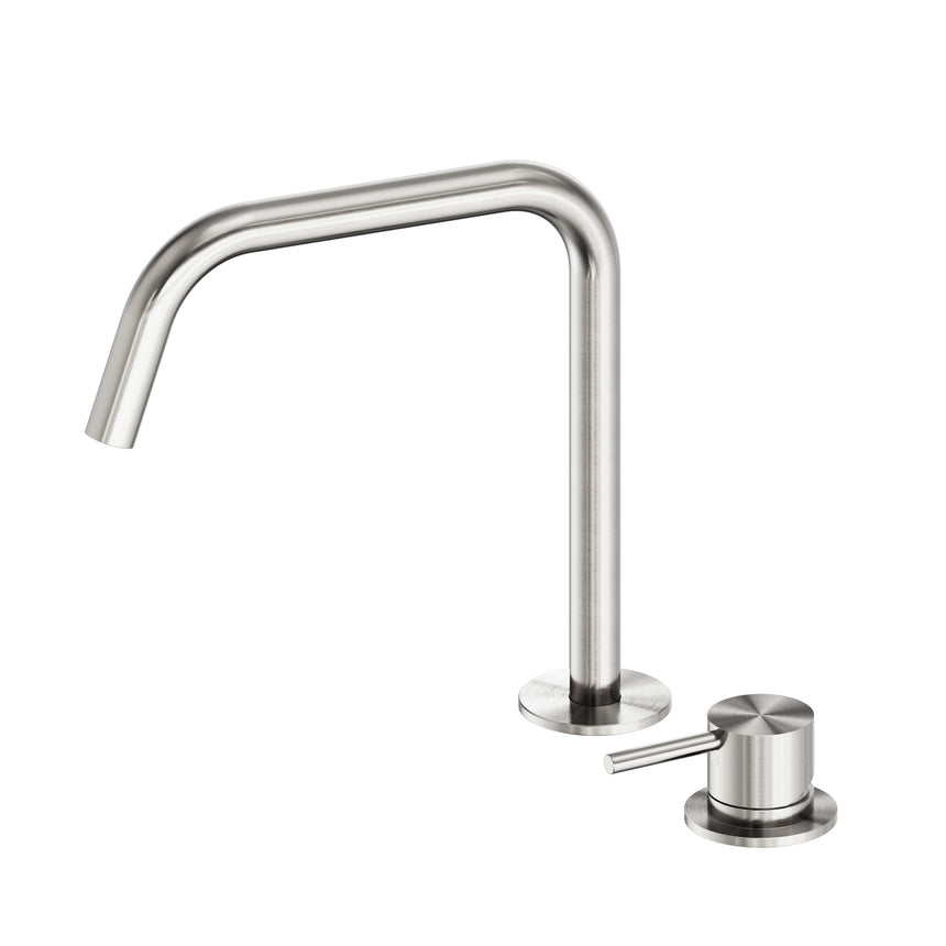 Nero Mecca 260x190mm brushed nickel hob bath mixer set with edge spout and lever handle by Tilemall