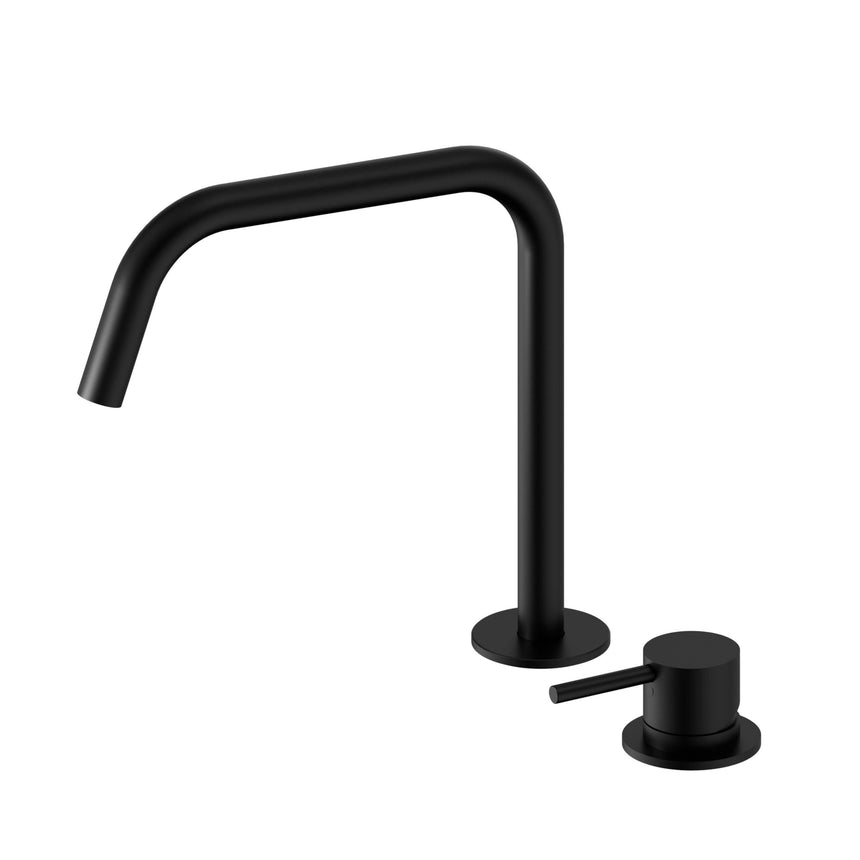Nero Mecca 260x190mm hob bath mixer set matte black with edge spout and round lever handle by Tilemall