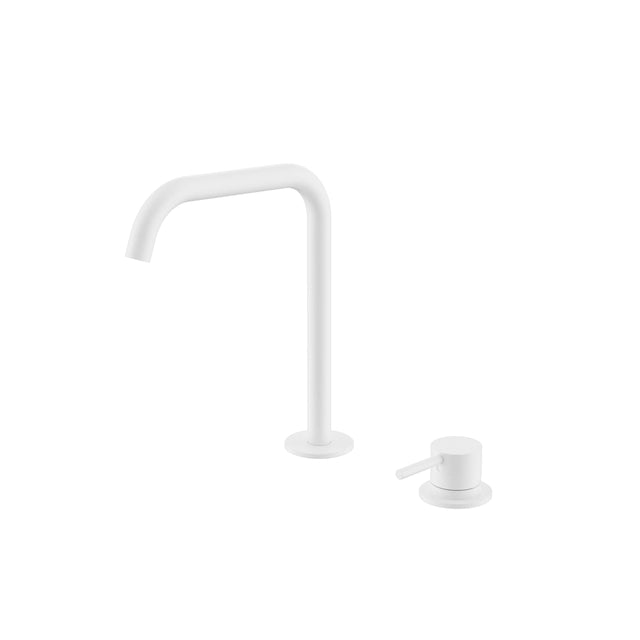 Nero Mecca 250x220mm matte white hob bath mixer set with edge spout and round control handle by Tilemall
