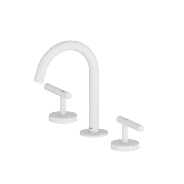 Nero Mecca 175x400mm matte white basin mixer set with arc spout and dual lever handles by Tilemall