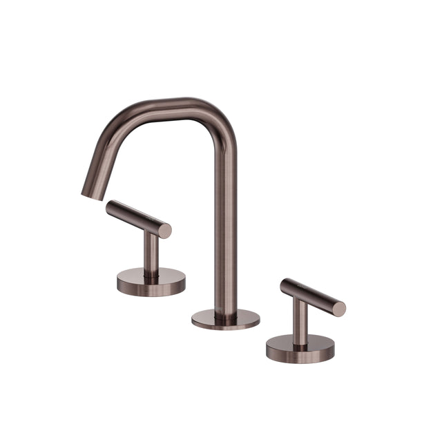 Nero Mecca 175x400mm brushed bronze basin mixer set with edge spout and dual lever handles by Tilemall