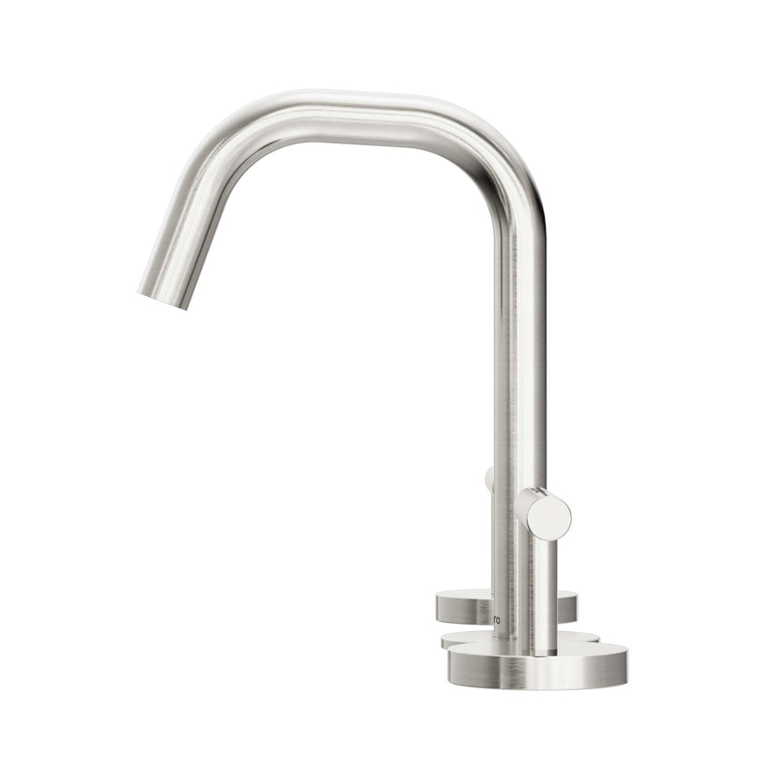 Nero Mecca 175x400mm brushed nickel basin mixer single lever with curved edge spout by Tilemall
