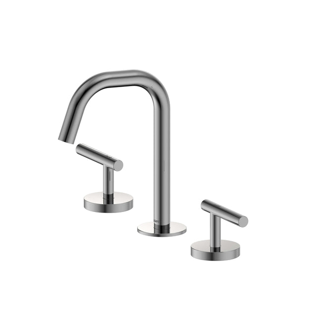 Nero Mecca 175x400mm chrome basin mixer set with edge spout and dual lever handles by Tilemall