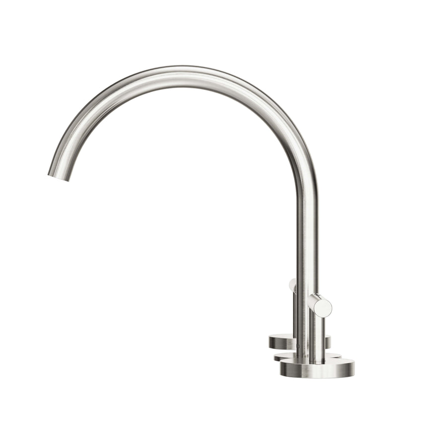 Nero Mecca 265x400mm brushed nickel single lever basin mixer with curved arc spout by Tilemall