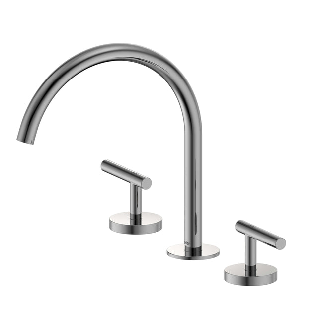 Nero Mecca 265x400mm chrome basin mixer by Tilemall with arc spout and dual lever handles