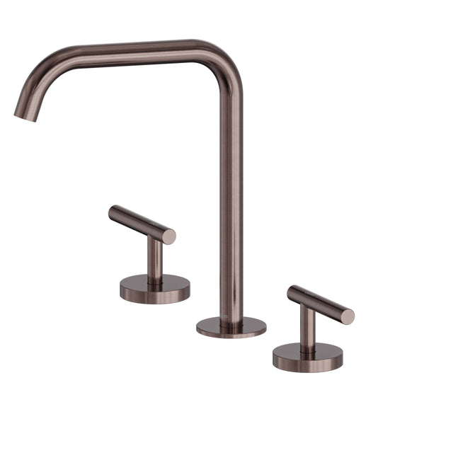 Nero Mecca 250x400mm brushed bronze lever basin mixer by Tilemall with edge spout and three-piece set