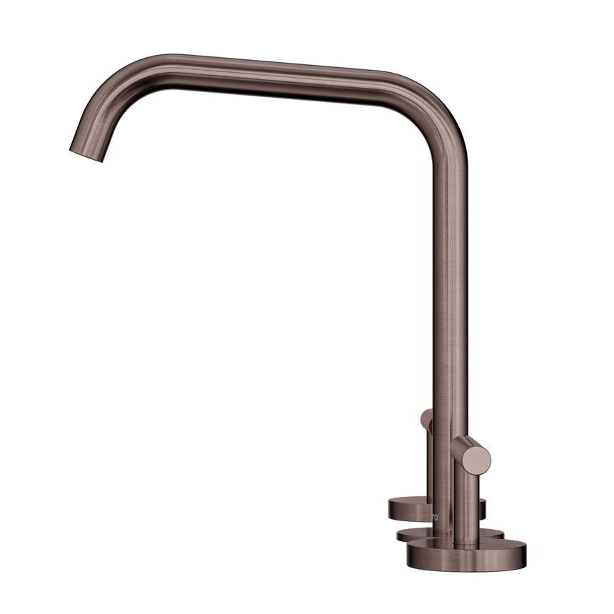 Nero Mecca 250x400mm brushed bronze single-lever basin mixer with edge spout and round base by Tilemall
