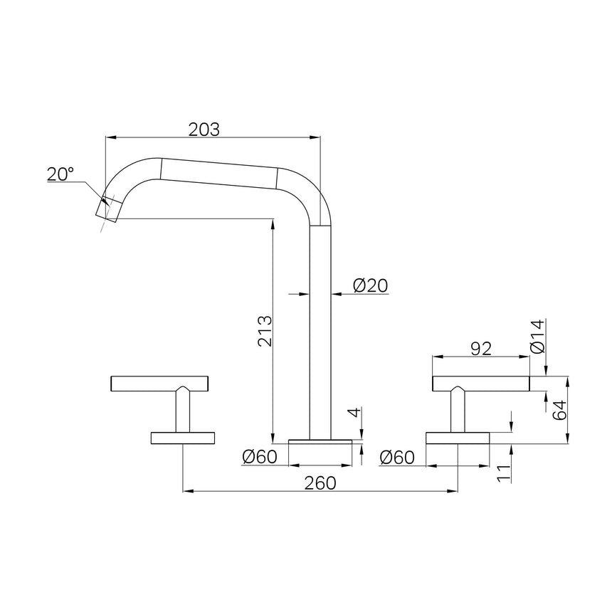 Technical installation dimensions for Nero Mecca 250x400mm basin mixer showing spread and height specifications by Tilemall