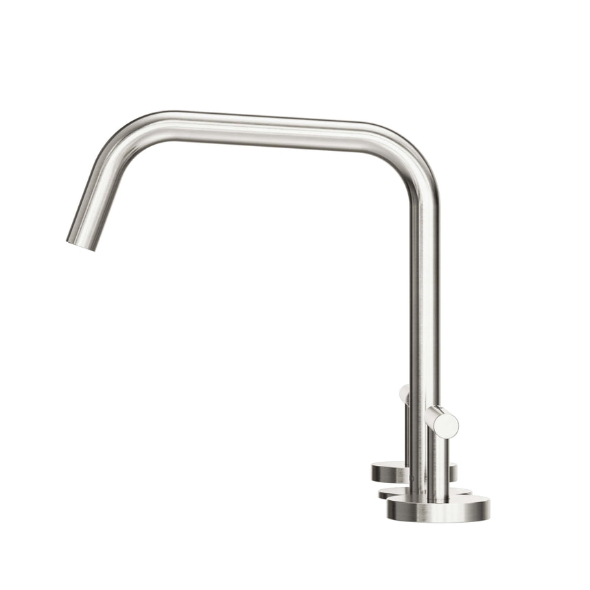 Nero Mecca 270x400mm brushed nickel single-lever basin mixer with edge spout and round base by Tilemall