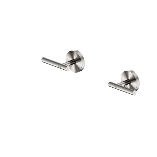Nero Mecca 65x340mm lever wall top assembly brushed nickel with hot and cold lever handles by Tilemall