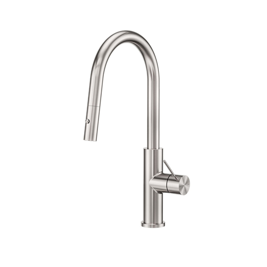 Nero Mecca 265x115mm brushed nickel pull out kitchen mixer by Tilemall with lever handle