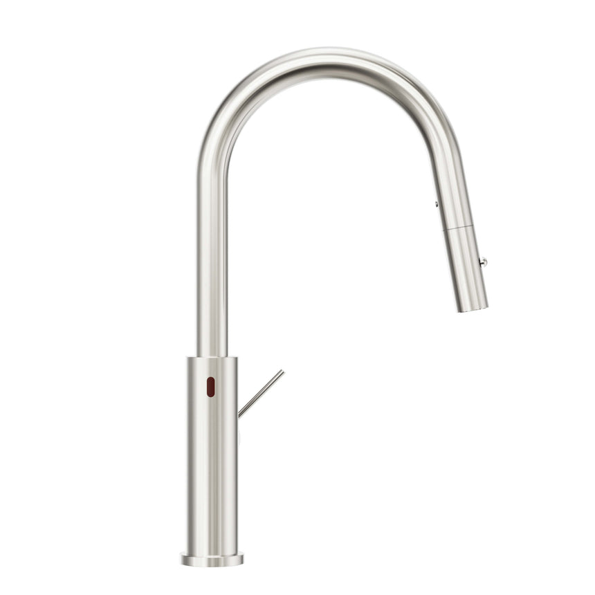 Nero Mecca 265x115mm brushed nickel smart sensor pull out kitchen mixer with touchless activation by Tilemall