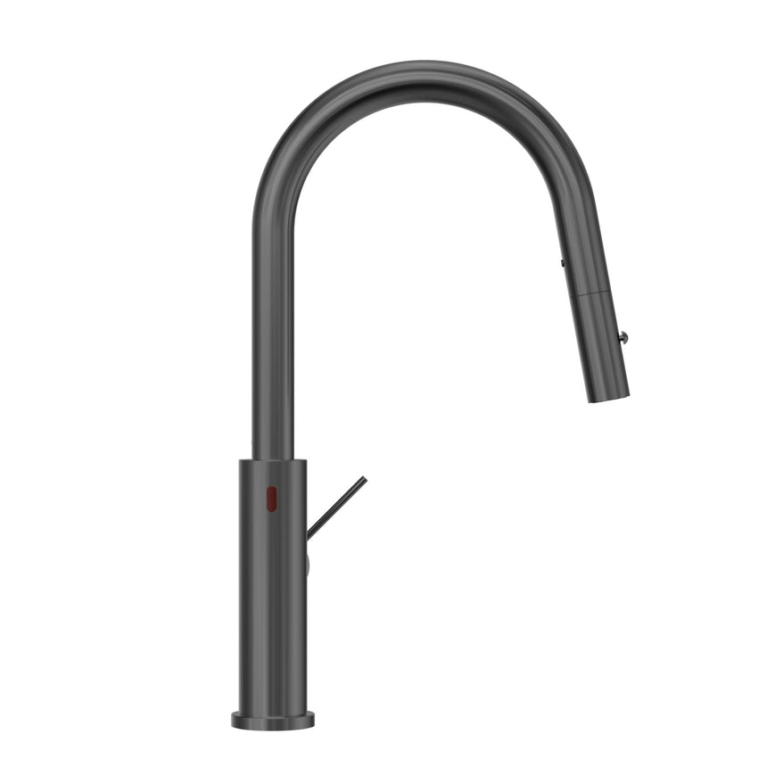 Nero Mecca 265x115mm brushed gunmetal smart sensor kitchen mixer with pull-out spray nozzle by Tilemall