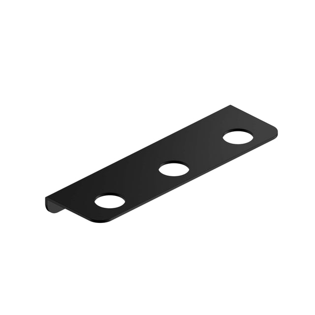 Nero Mecca 75x250mm triple soap bottle holder matte black by Tilemall, wall-mounted shelf with three circular recesses