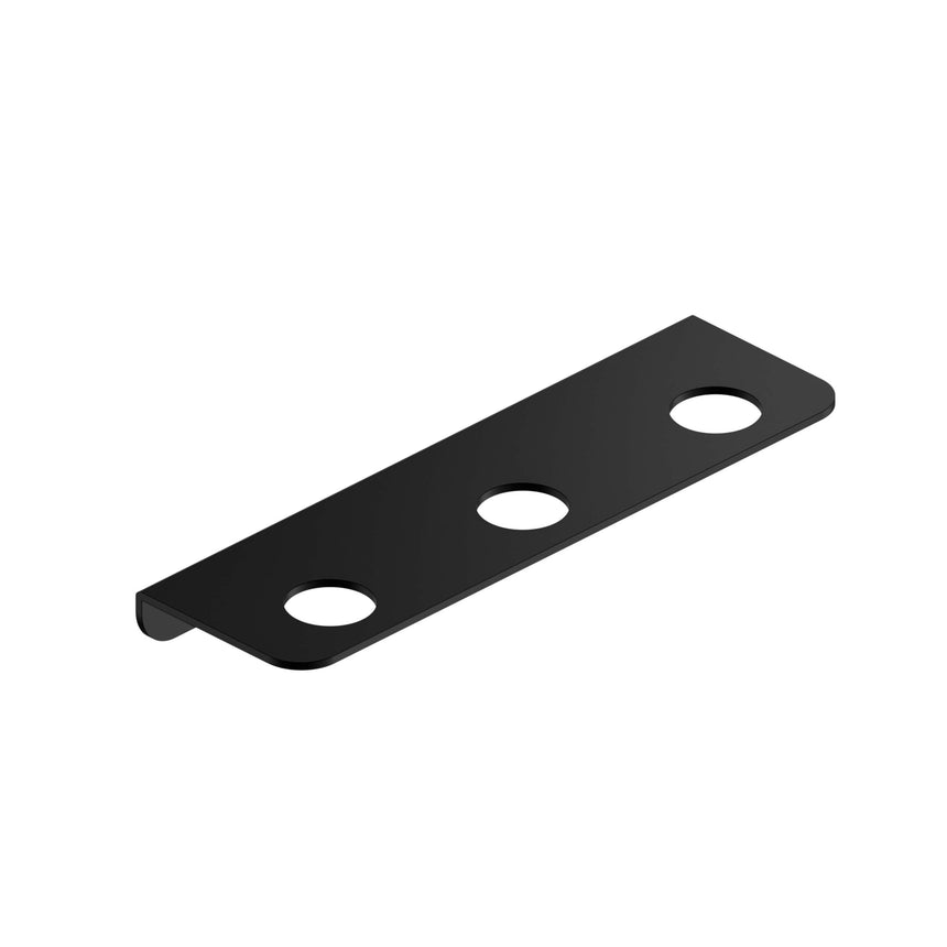 Nero Mecca 75x250mm triple soap bottle holder matte black by Tilemall, wall-mounted shelf with three circular recesses