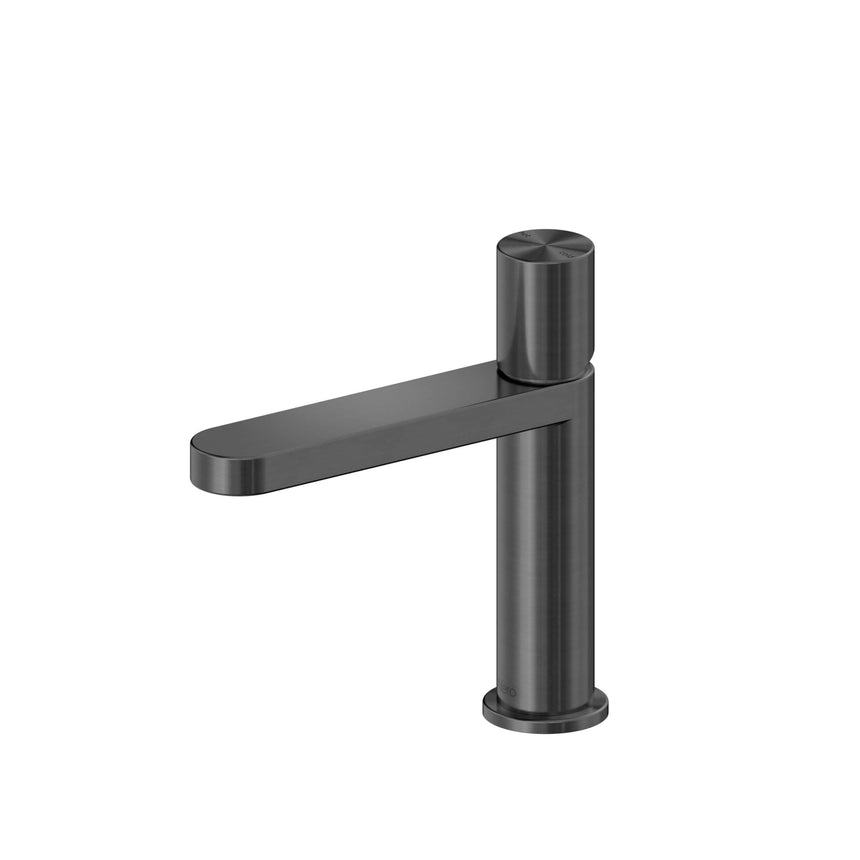 Nero Pure 175x45mm graphite basin mixer by Tilemall with single lever handle and curved spout