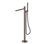 Nero Pure SS316L Progressive Freestanding Bath Mixer With Outdoor Shower Hose Brushed Bronze