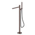 Nero Pure SS316L Progressive Freestanding Bath Mixer With Outdoor Shower Hose Brushed Bronze