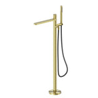 Nero Pure SS316L Progressive Freestanding Bath Mixer With Outdoor Shower Hose Brushed Gold