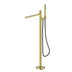 Nero Pure SS316L Progressive Freestanding Bath Mixer With Outdoor Shower Hose Brushed Gold