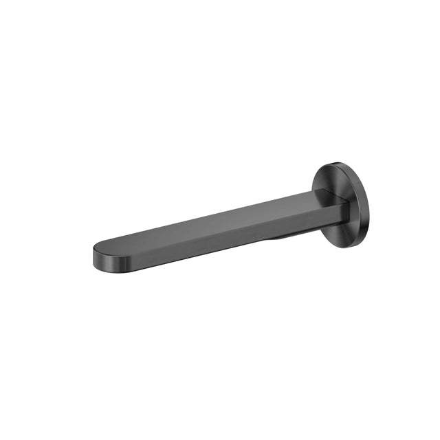 Nero Pure 215x60mm graphite bath spout with round wall flange and curved outlet by Tilemall