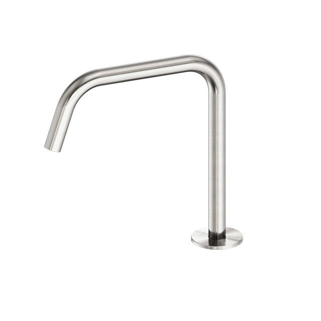 Nero Serenity 230x60mm brushed nickel bath spout by Tilemall with curved edge design