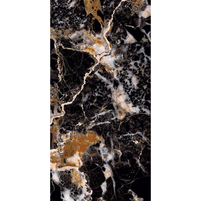 Melbourne 1200x600 Double Deep Gloss Black Marble Look Rectified Marble Look Tiles Tilemall