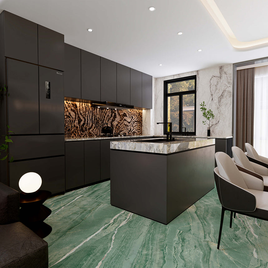 Masterpiece 1200x1200 Matt Tiffany Green Marble Look Rectified