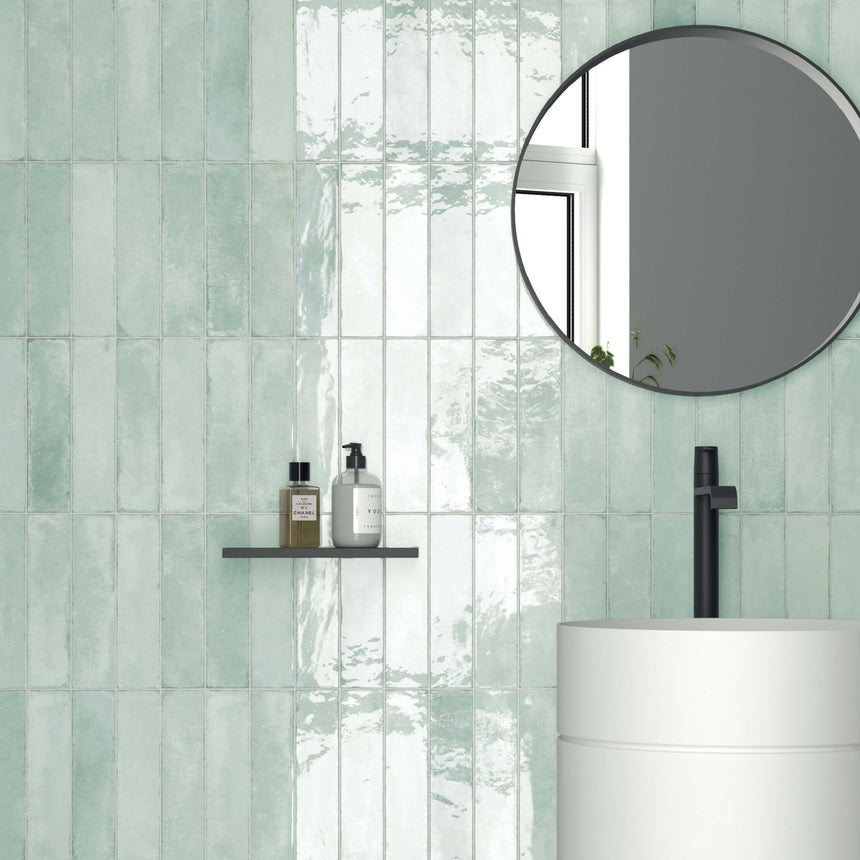 Acquarello 60x246 Gloss Aqua Subway Rectified Subway Tilemall