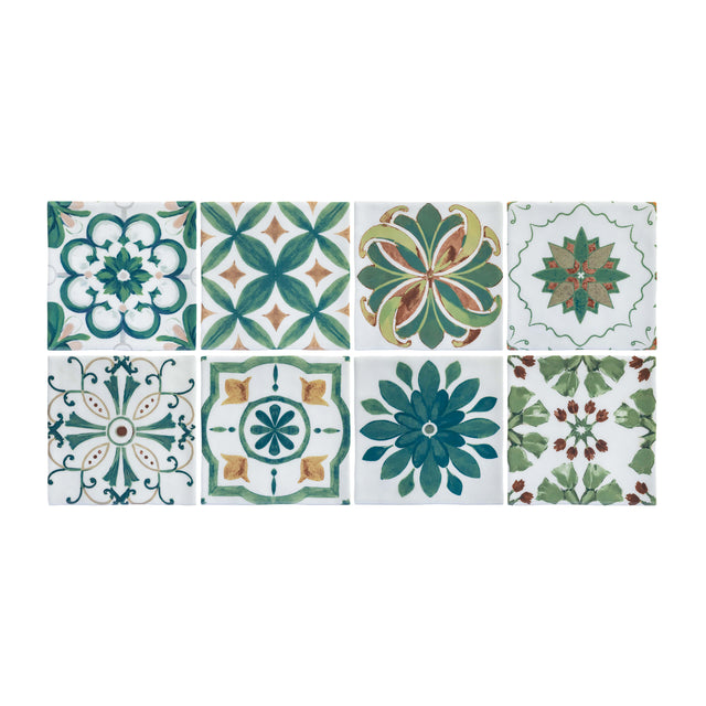 Sevilla Deco 125x125 Polished Sage Subway Pressed