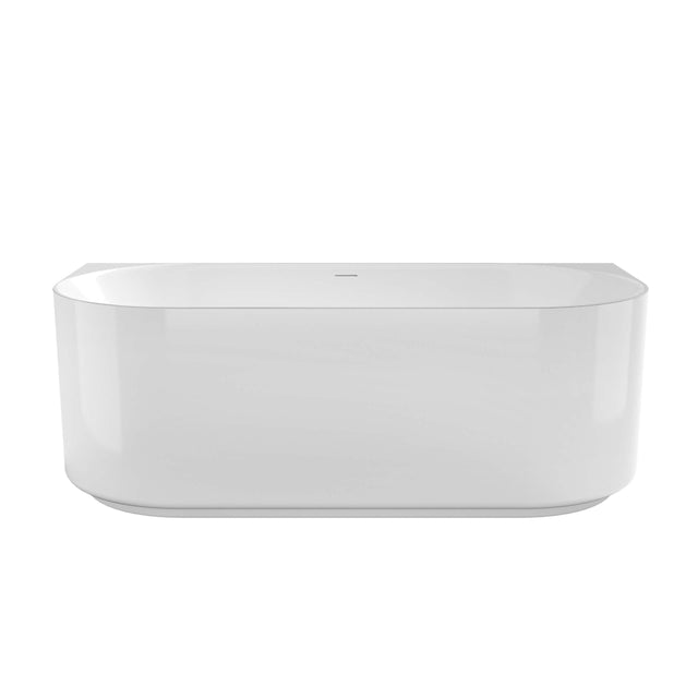 Otti Attica Celine 1500mm back-to-wall freestanding bathtub by Tilemall in gloss white with curved rim