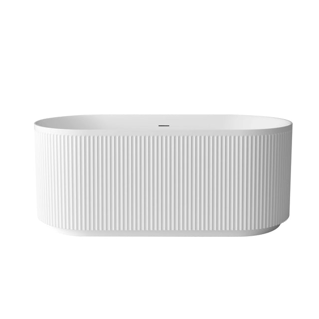 Freestanding oval acrylic bathtub by Tilemall, Otti Attica Havana 1500mm matte white with fluted exterior
