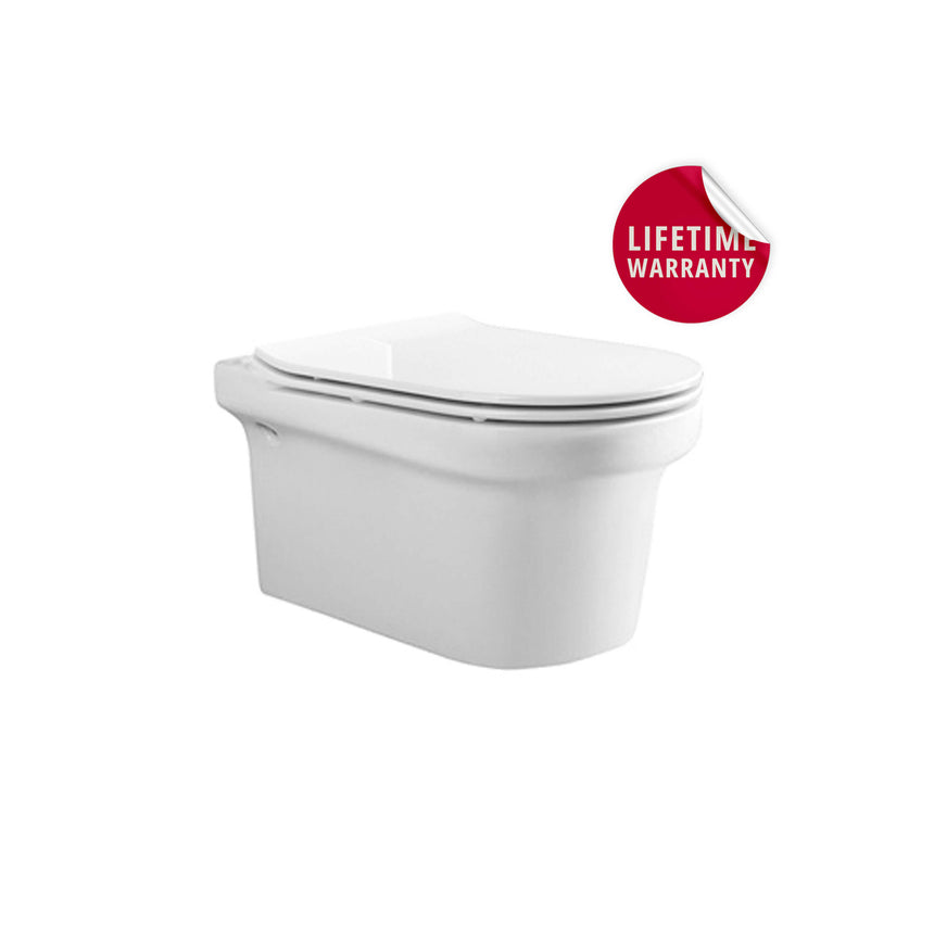 BelBagno Vella-R wall-hung ceramic toilet by Tilemall in gloss white with soft-close seat