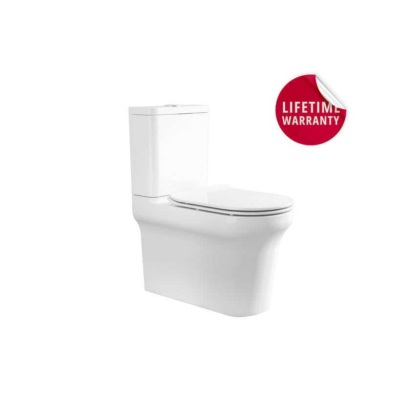 BelBagno Vella-R rimless close-coupled toilet suite by Tilemall in gloss white with soft-close seat