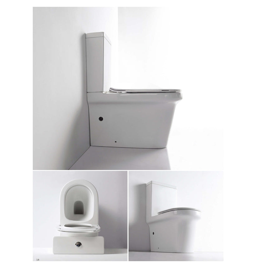 BelBagno Vella-R toilet installed in bathroom corner showing back-to-wall cistern and rimless pan design by Tilemall