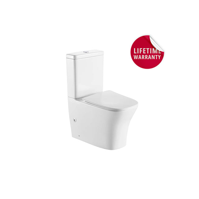 BelBagno Modena-R rimless close-coupled toilet suite by Tilemall in gloss white with soft-close seat