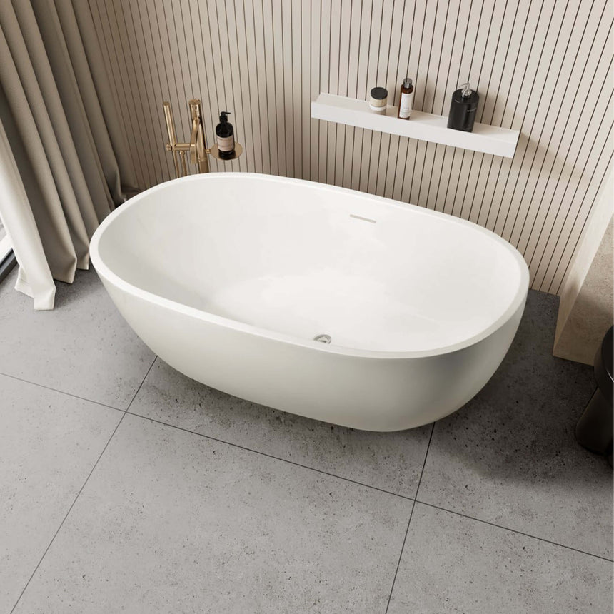 BelBagno H Collection matte white shelf 1400mm installed in modern bathroom by Tilemall