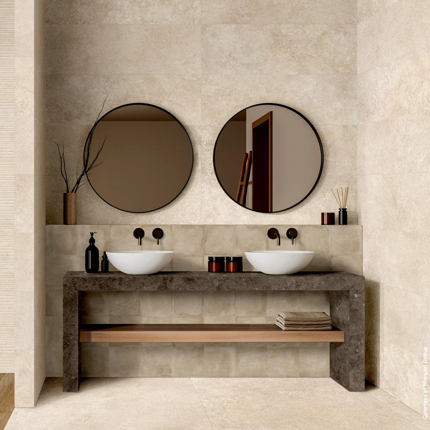 Fablua 1000x1000 Natural Cross Beige Travertine Look Rectified