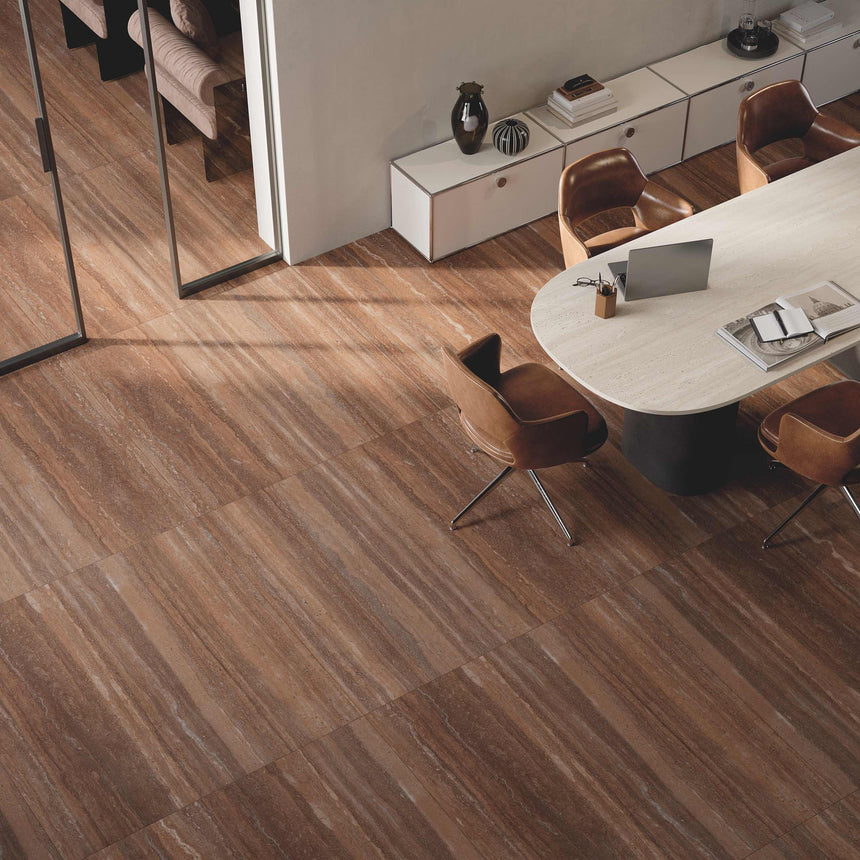 Sensi Roma 1200x600 Natural Red Travertine Look Rectified