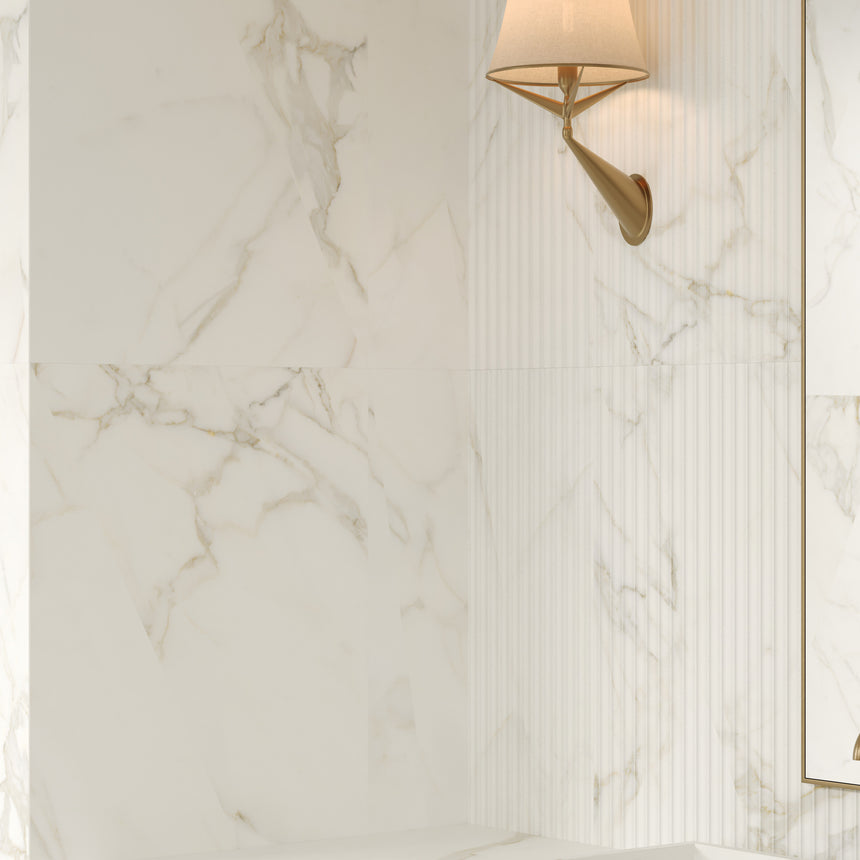 Calacatta Royal 600x600 Matt White Marble Look Rectified