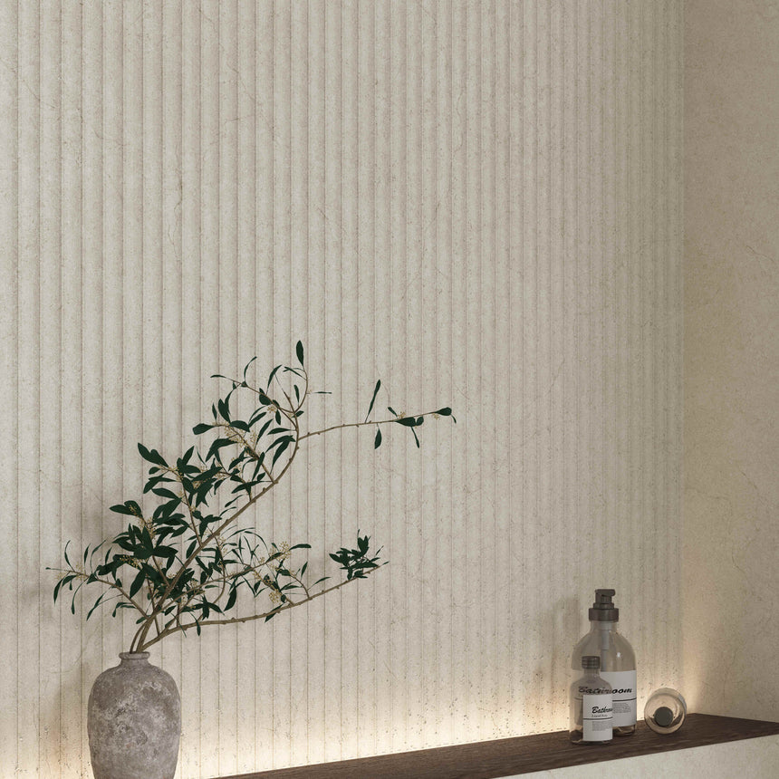 Marfil 1200x600 Silk Tech 3D Mould Warm Stone Look Rectified
