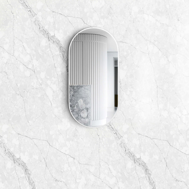 Noosa Framed Mirror 900x450mm Oval White