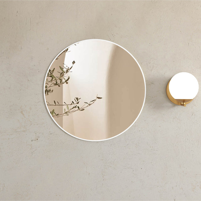 London Framed Mirror 700mm Round White