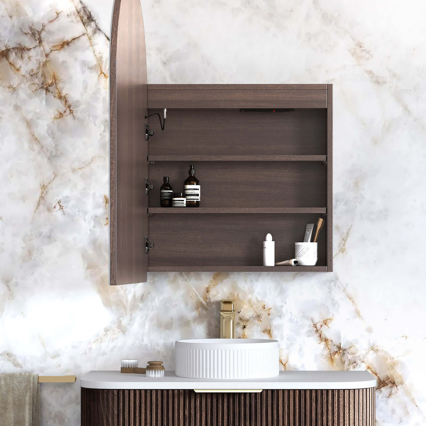 Archie LED Shaving Cabinet 900x600mm Sable Walnut